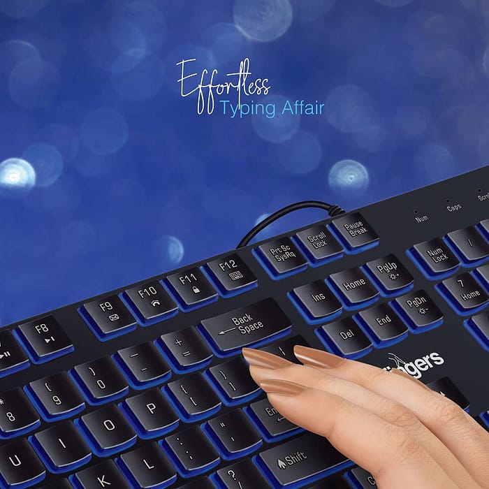 FINGERS Gleaming BlueLit Wired Backlit Keyboard 5