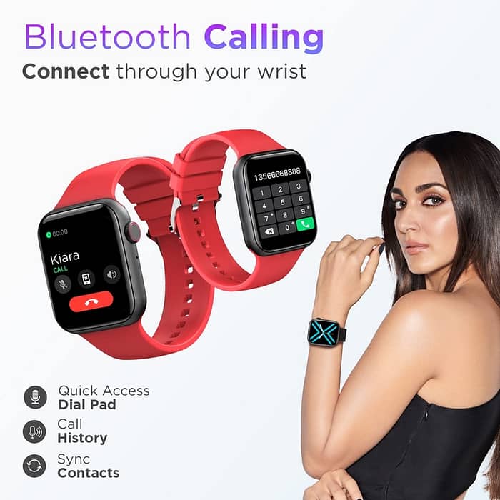 Ring Plus Bluetooth Calling Smartwatch Red Black 10