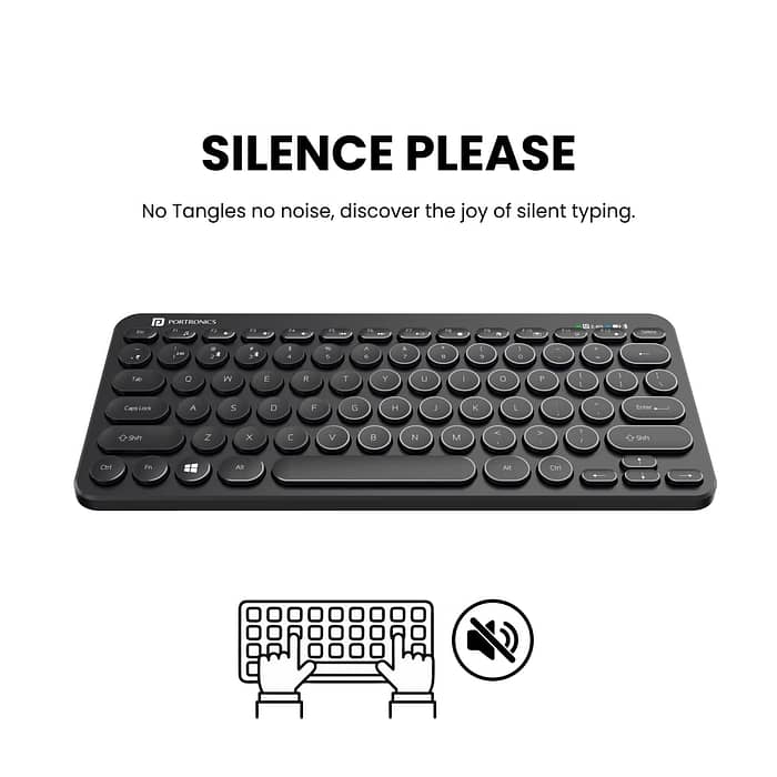 The Keyboard wireless for laptop and smartphones has a power saving mode that helps the AAA batteries inside bubble run for 3 months approx. Portronics Bubble .. 4