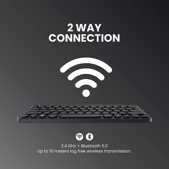 The Keyboard wireless for laptop and smartphones has a power saving mode that helps the AAA batteries inside bubble run for 3 months approx. Portronics Bubble .. 6